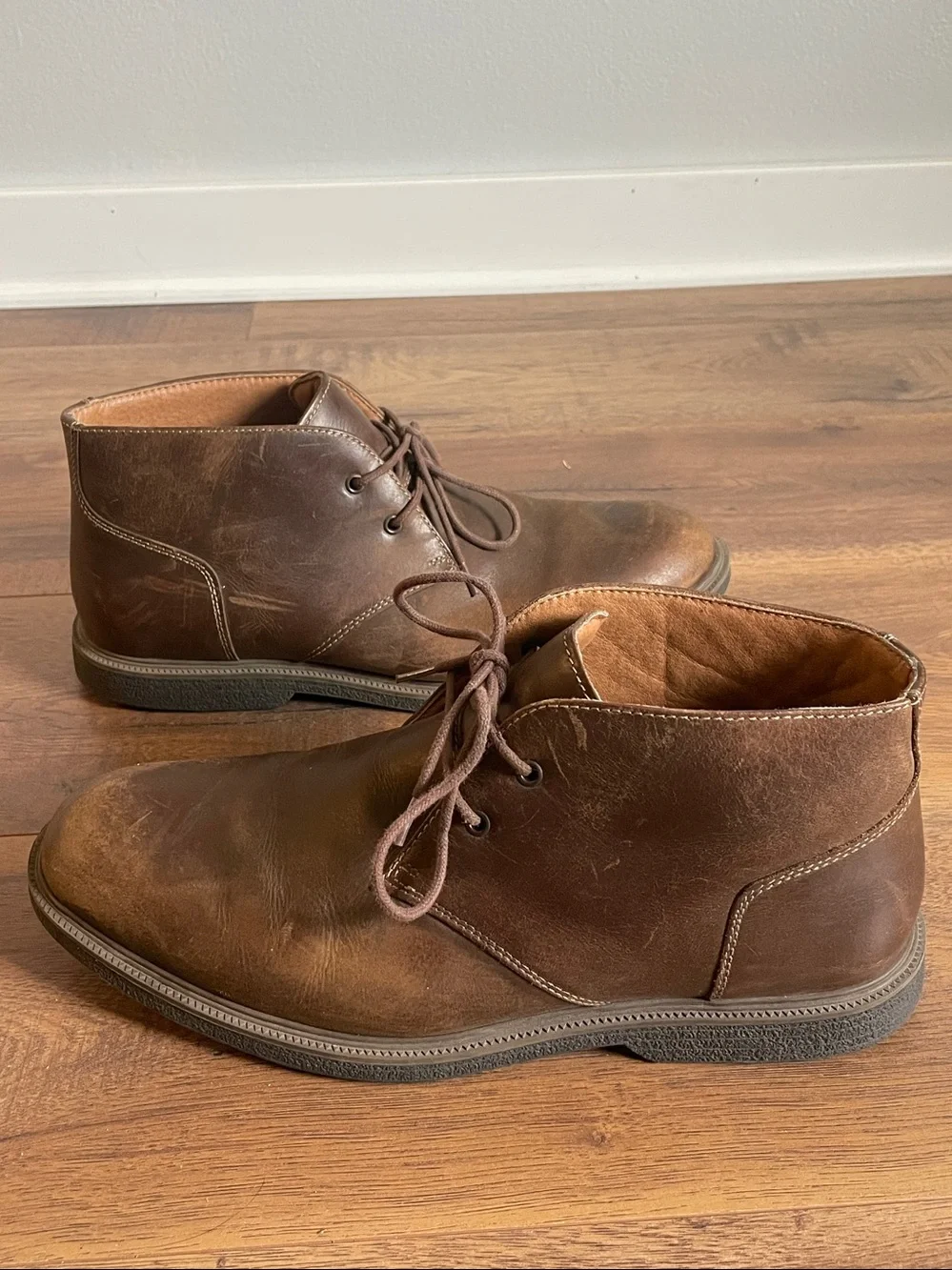 Bass & Co Bass Men’s Radley Chukka Brown Leather Boots Size 11 W
